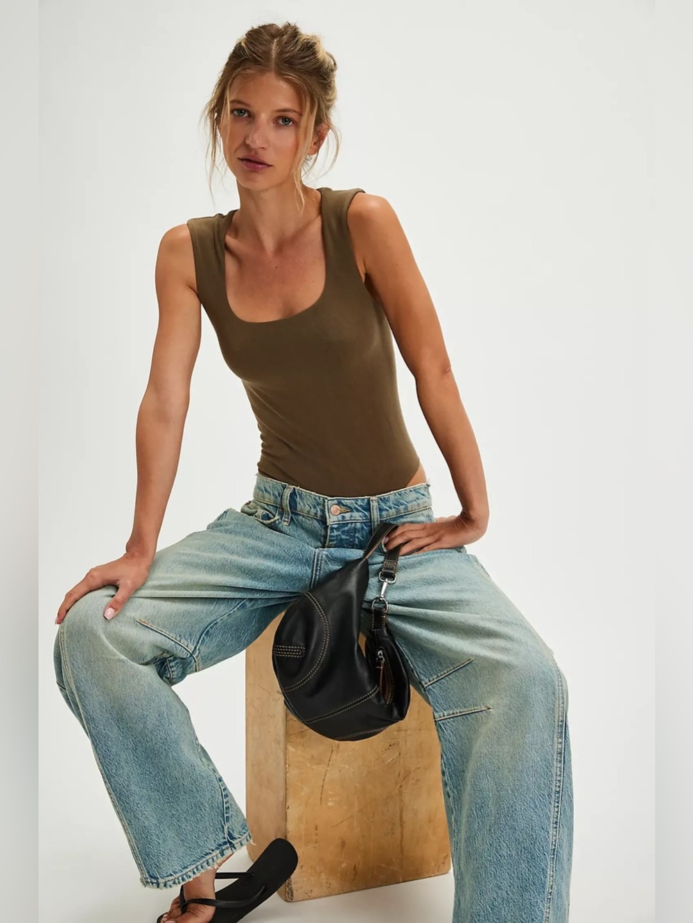Free People Luna Square Neck Bodysuit Medium